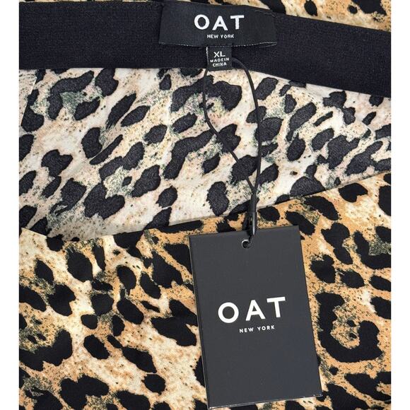 NWT OAT New York Pull On Satin Leopard Print Midi Skirt - Picture 8 of 10